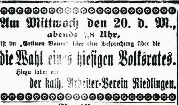 Aufruf zur Wahl eines Volksrates in Riedlingen am 20. Nov. 1918