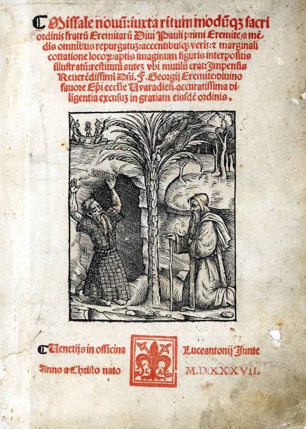 Titelblatt des Pauliner-Missales von 1537.