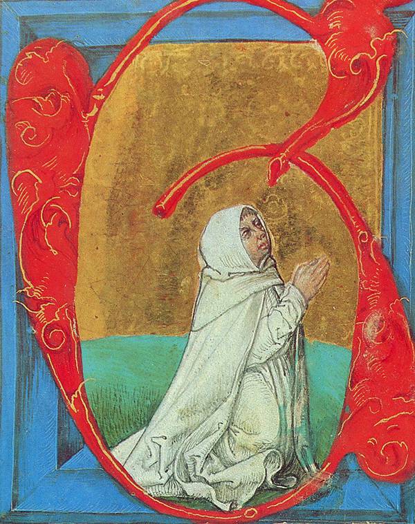 Betender Paulinermönch. Buchmalerei im sog. Jagiellonen-Missale in Jasna Góra, frühes 16. Jahrhundert.
