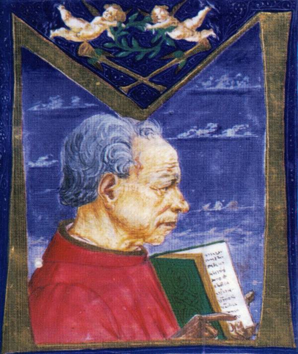 Der Humanist Poggio Bracciolini. Italienische Miniatur, 15. Jahrhundert.