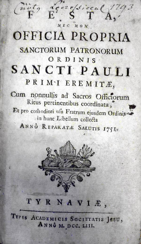 Eigenfeste des Paulinerordens, Titelblatt der Ausgabe von 1753