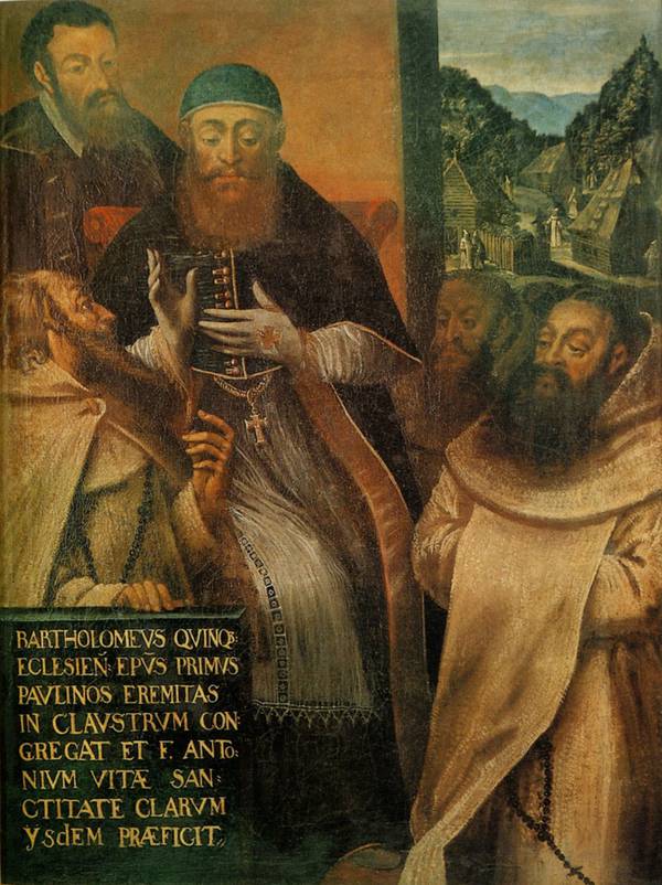 Bischof Bartholomäus von Fünfkirchen gibt 1225 den Eremiten eine erste Regel. Jasna Góra 17. Jh.
