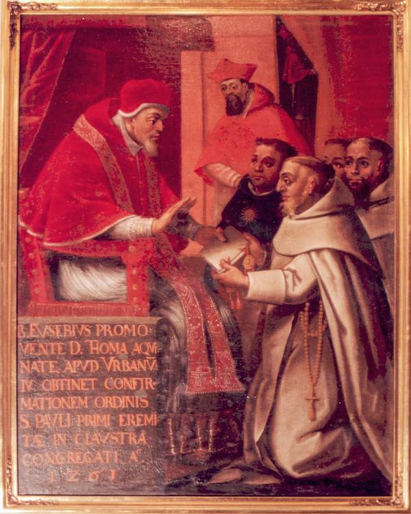 Eusebius von Gran bittet 1262 den Papst um Anerkennung des Ordens. Jasna Góra 17. Jh.