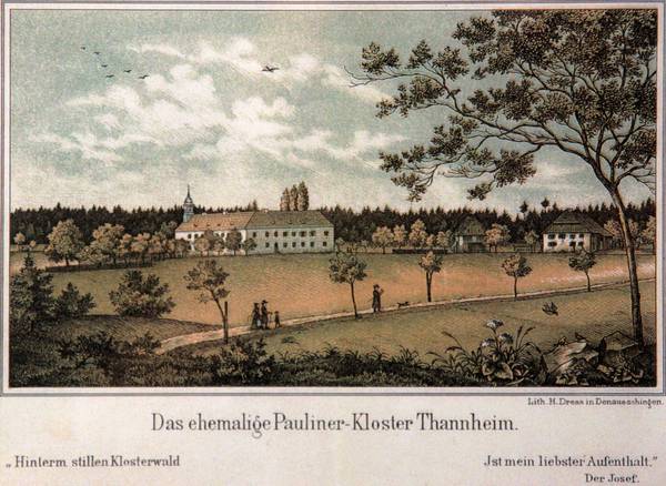 Ehem. Kloster Tannheim Lithographie spätes 19. Jh.