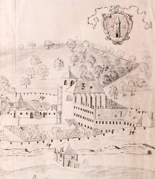 Kloster Mährisch Kromau Zeichnung 18. Jh.