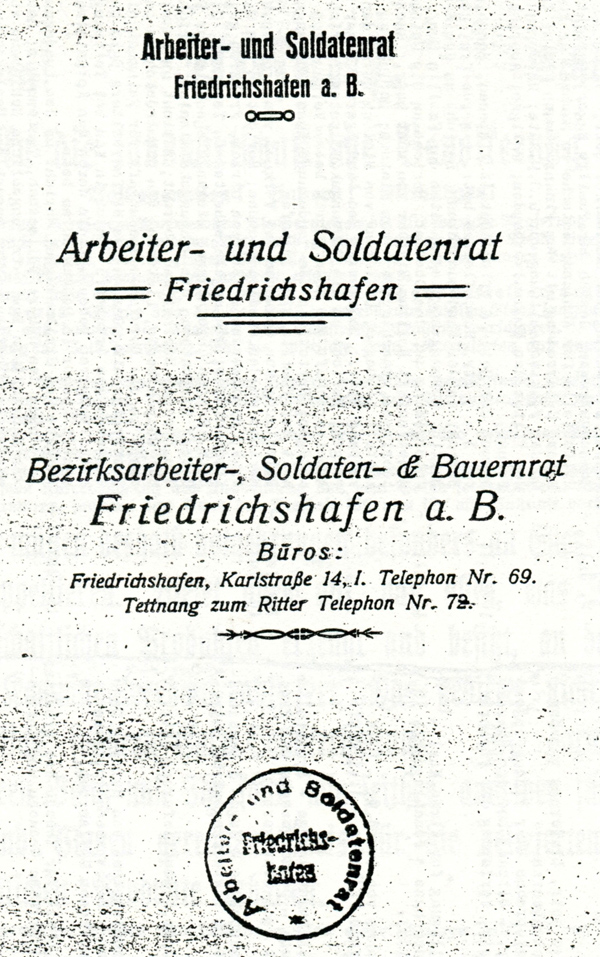 Briefköpfe und Stempel des Arbeiter- und Soldatenrates