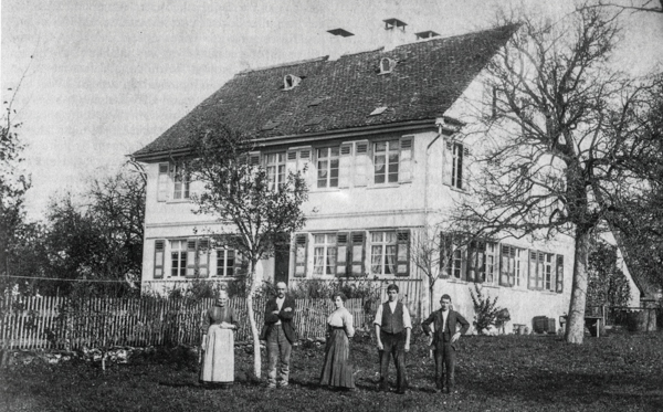 Wohnhaus von Alois Wilhelm Maier, Schultheiß der Gemeinde 1841-1885, erbaut 1846/47. In diesem Haus befanden sich auch Amts-, Rats- und Registraturzimmer. Spätere Fotographie um 1900