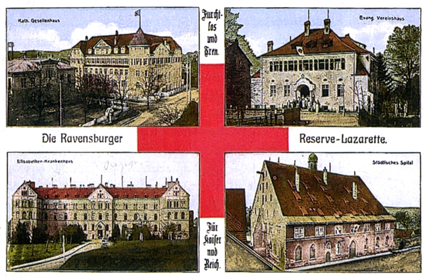 Postkarte: Die Ravensburger Reservelazarette