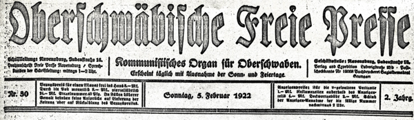 Oberschwäbische Freie Presse 1922