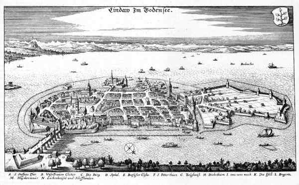 Ansicht von Lindau. Merian 1643.