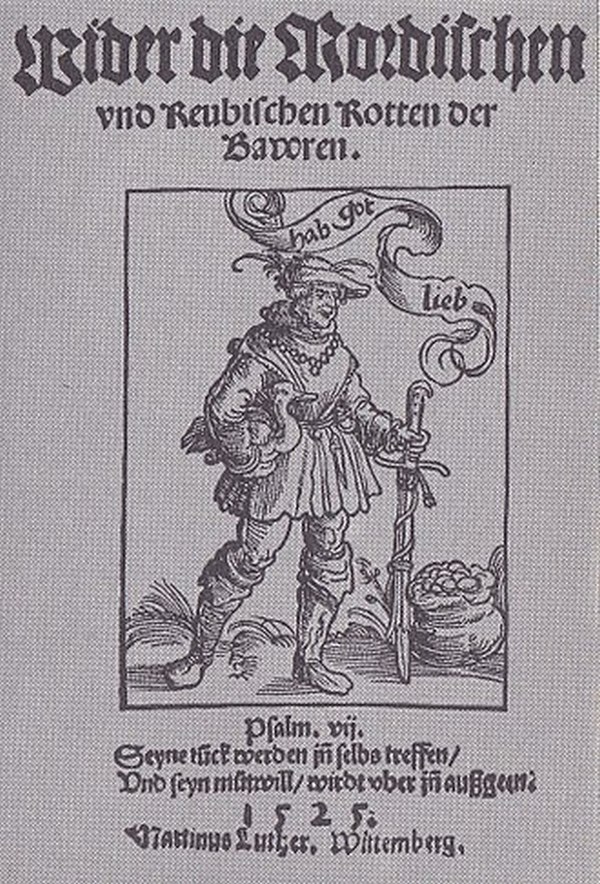 Druck der Flugschrift von Martin Luther gegen die Bauern, 1525.